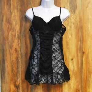 Seductive Wear by Cinema Etoile Women's Black Lace Nighty Lingerie L